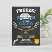 Politiejongen Birthday Party politieman Chalkboard Kaart (Staand voorkant)