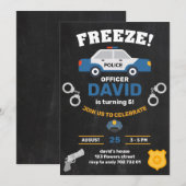 Politiejongen Birthday Party politieman Chalkboard Kaart (Voorkant / Achterkant)