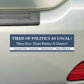 Politiek als gebruikelijk - blauw bumpersticker (Op auto)