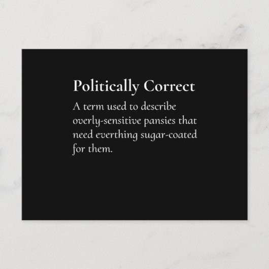 Politiek correcte offensieve afdruk van definitie briefkaart (Voorkant)