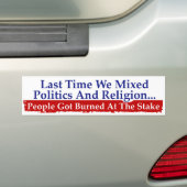 Politiek geloof meng niet bumpersticker (Op auto)