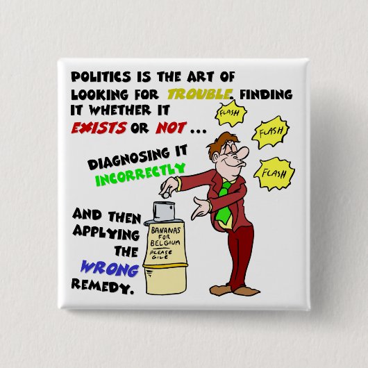 Politiek is een artikel (1) vierkante button 5,1 cm (Voorkant)