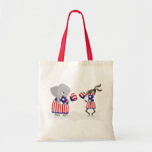 Politiek links en rechts vecht ontwerp tote bag