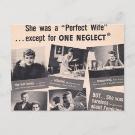 Politiek onjuiste "perfecte vrouw" retro advertent briefkaart