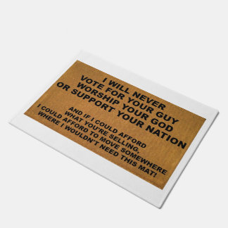 Politiek, religie en verkoper Afstotende Deurmat