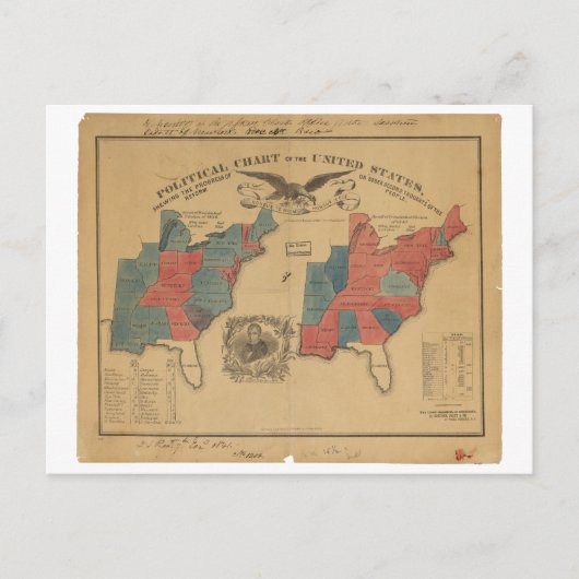 Politiek schema Verenigde Staten (1840) Briefkaart (Voorkant)