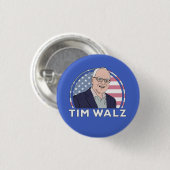 Politiek Tim Walz Ronde Button 3,2 Cm (Voorkant /achterkant)