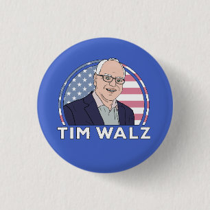 Politiek Tim Walz Ronde Button 3,2 Cm
