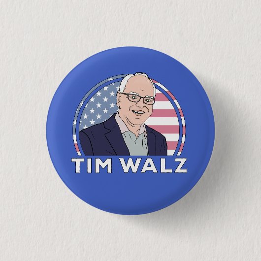 Politiek Tim Walz Ronde Button 3,2 Cm (Voorkant)