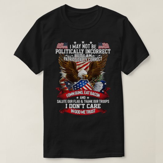 Politiek verkeerd Amerika zonder God T-shirt (Design voorkant)