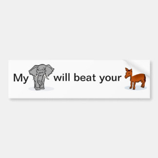Politieke bumpersticker, olifant en ezel bumpersticker