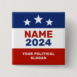 Politieke campagne 2024 Rood & Blauw Verkiezingen  Vierkante Button 5,1 Cm