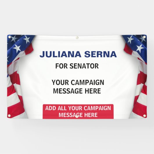  politieke campagne Amerikaanse vlag Spandoek (Horizontaal)