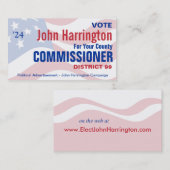 Politieke campagne - County Commissioner Business Visitekaartje (Voorkant / Achterkant)