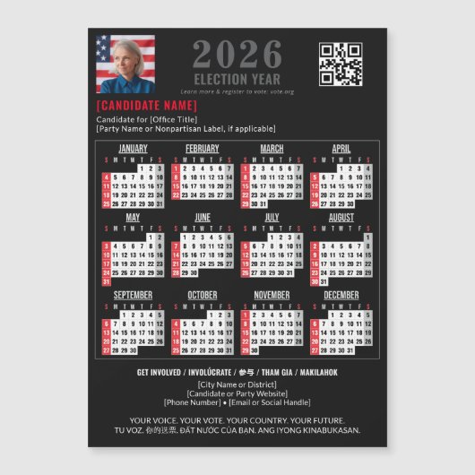 Politieke campagne QR-code 2026 Magnetische kalend (Voorkant)