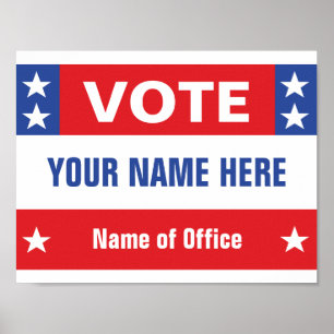 Politieke campagne Stem rood wit blauw, sterren Poster