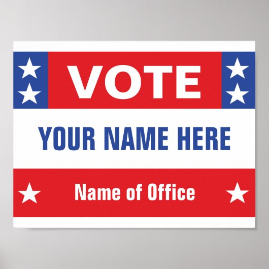 Politieke campagne Stem rood wit blauw, sterren Poster (Voorkant)