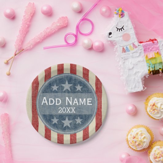 Politieke campagne -  sterren en strepen papieren bordje (Feest)