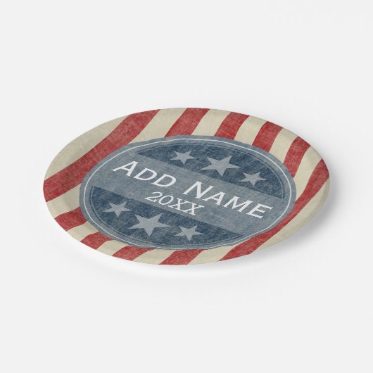 Politieke campagne -  sterren en strepen papieren bordje (Gekanteld)