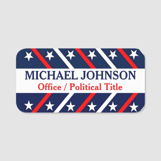 Politieke campagne voor sterren en strips naamplaatje (Voorkant)