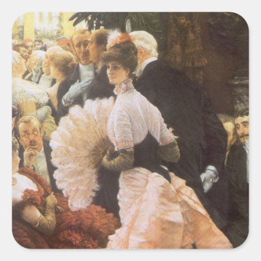 Politieke dame van James Tissot,  Victoriaans Vierkante Sticker (Voorkant)