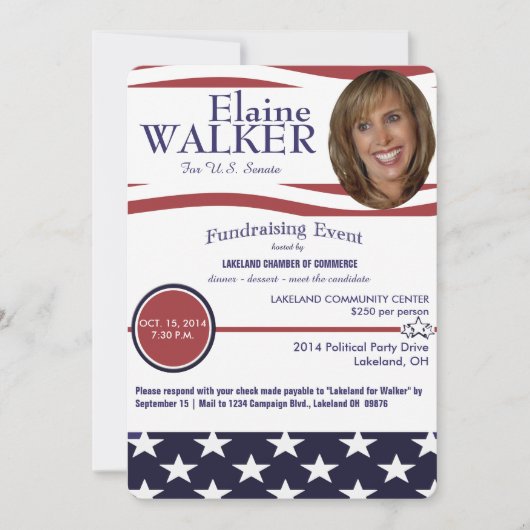 Politieke Fundraiser-uitnodiging met foto Kaart (Voorkant)