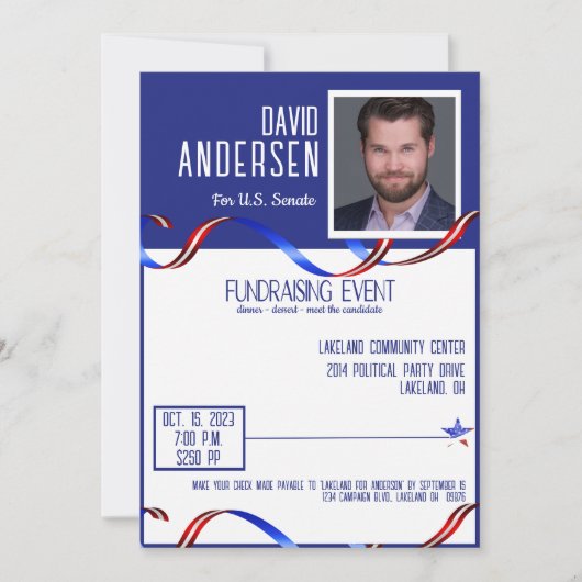 Politieke Fundraiser-uitnodiging met foto Kaart (Voorkant)