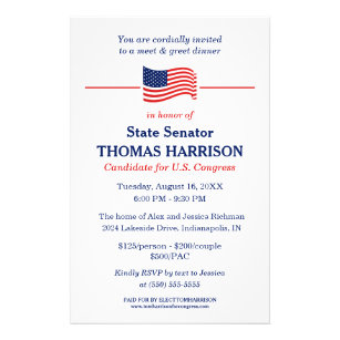 Politieke fundraising Flyer met Amerikaanse vlag
