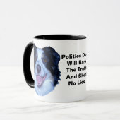 Politieke grenzen collie zullen de waarheid in de  mok (Voorkant links)