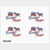 Politieke Humor Iedereen Poops Ovale Sticker (Vel)
