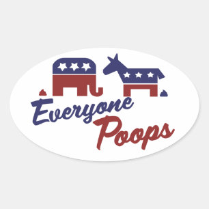 Politieke Humor Iedereen Poops Ovale Sticker