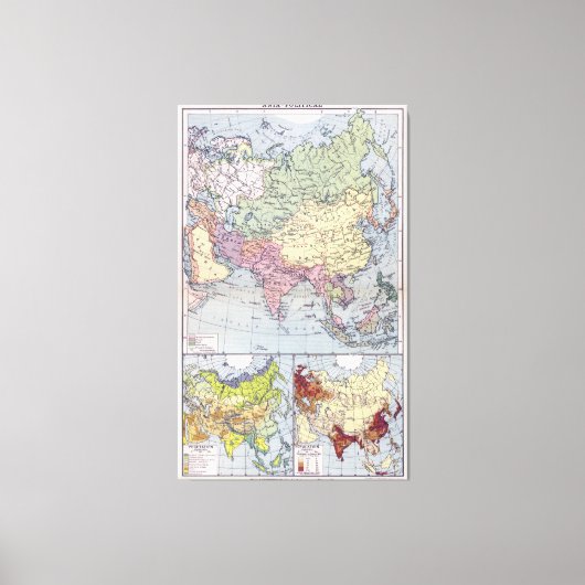 Politieke kaart | Azië Canvas Afdruk (Voorkant)