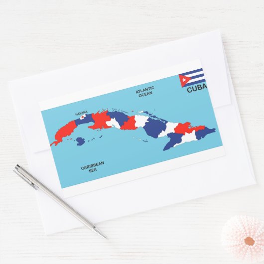 Politieke kaart Cuba Rechthoekige Sticker (Envelop)