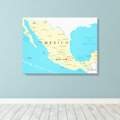 Politieke kaart Mexico Canvas Afdruk (Insitu (Houten vloer))