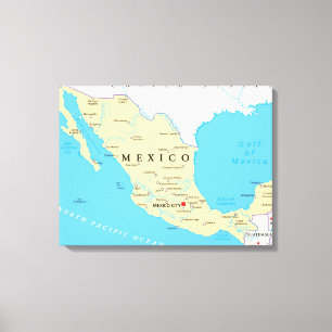 Politieke kaart Mexico Canvas Afdruk