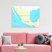 Politieke kaart Mexico Canvas Afdruk (Insitu (Woonkamer))