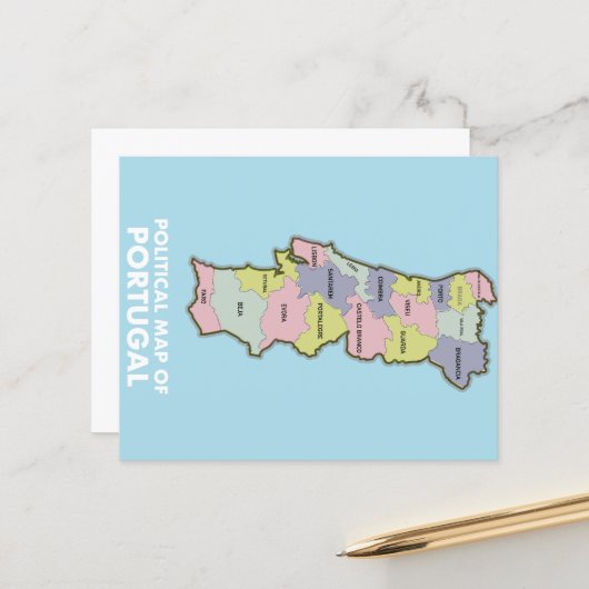 Politieke kaart Portugal (Voorkant / Achterkant in situ)