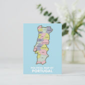 Politieke kaart Portugal (Staand voorkant)