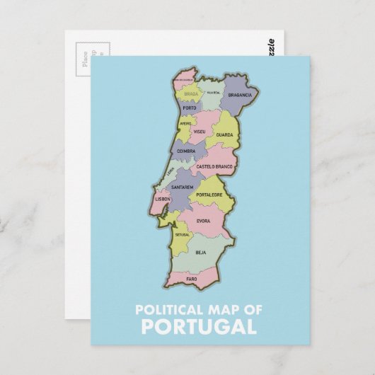 Politieke kaart Portugal (Voorkant / Achterkant)