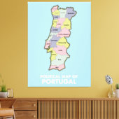 Politieke kaart Portugal Canvas Afdruk (Insitu (Woonkamer))
