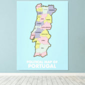 Politieke kaart Portugal Canvas Afdruk (Insitu (Houten vloer))