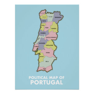 Politieke kaart Portugal Perfect Poster