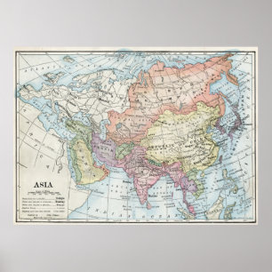 Politieke kaart van Azië (1916) Poster