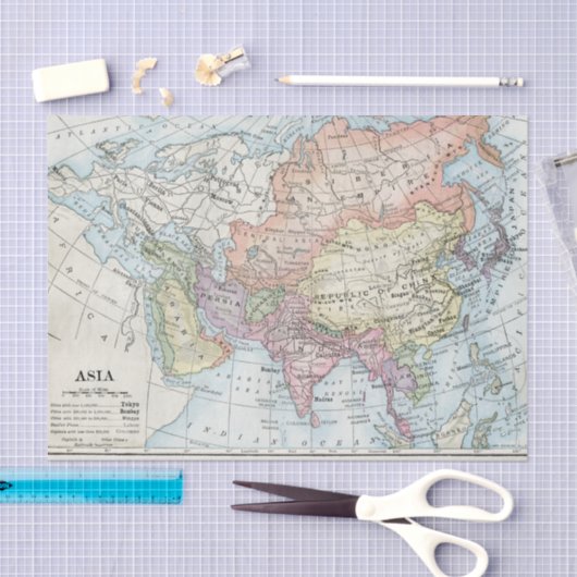 Politieke kaart van Azië (1916) Tissuepapier (Craft)