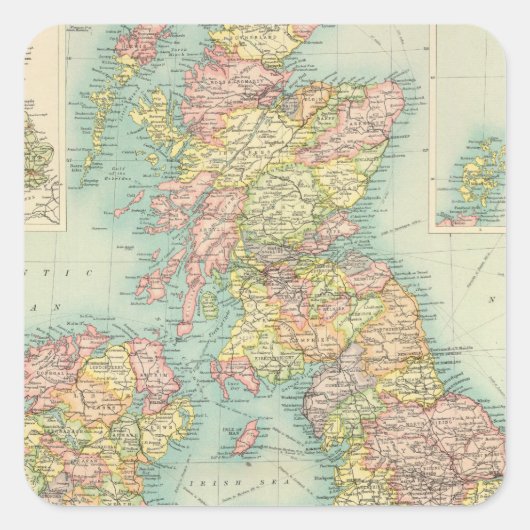 politieke kaart van de Britse eilanden Vierkante Sticker (Voorkant)