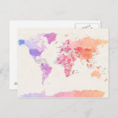 Politieke kaart van de waterverf in de wereld (Voorkant / Achterkant)