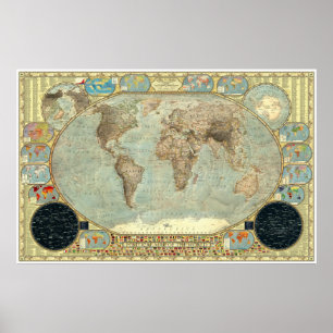 Politieke kaart van de wereld - keiharde decoratie