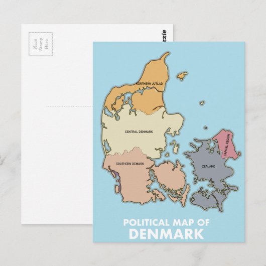 Politieke kaart van Denemarken (Voorkant / Achterkant)
