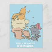 Politieke kaart van Denemarken (Voorkant)