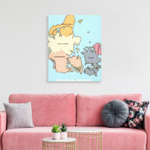 Politieke kaart van Denemarken Canvas Afdruk (Insitu (Woonkamer))